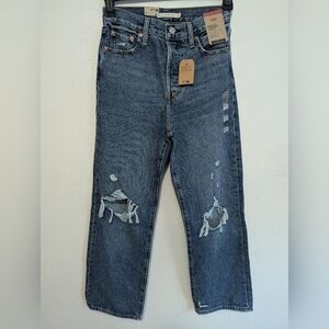 NWT Levi's Women's Distressed Ribcage Straight Ankle Jeans Size 26x27